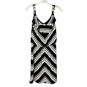 White House Black Market Sleeveless Dress Ruffled Diagonal Stripe WHBM size XS